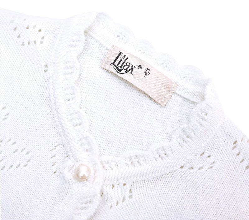 Lilax Baby Girls' Little Hearts Knit Cardigan Sweater (12 Months, White) - Image 4